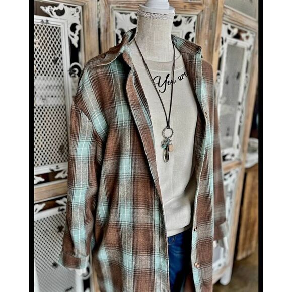 NWT EE: SOME WOMENS LONG FLANNEL SHIRT - Picture 3 of 6